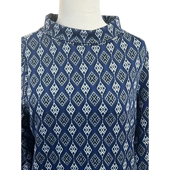 Olsen Henny Stretch Jersey Blue Geometric Top - Ladies US 6 New Made in Germany - Picture 3 of 7